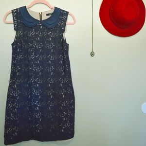 🌸EUC🌸Navy Lace Peter Pan Collar Mini Dress